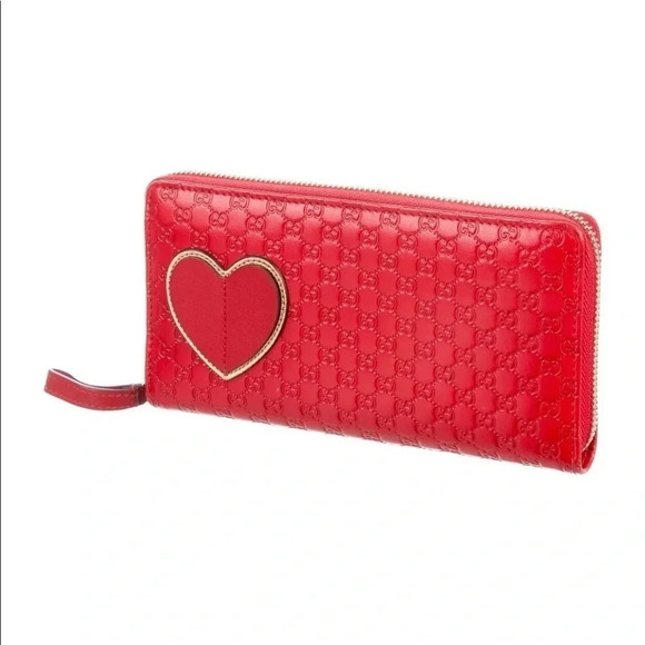 Gucci Red Leather Microguccissima Zip Around Wallet - Picture 3 of 13